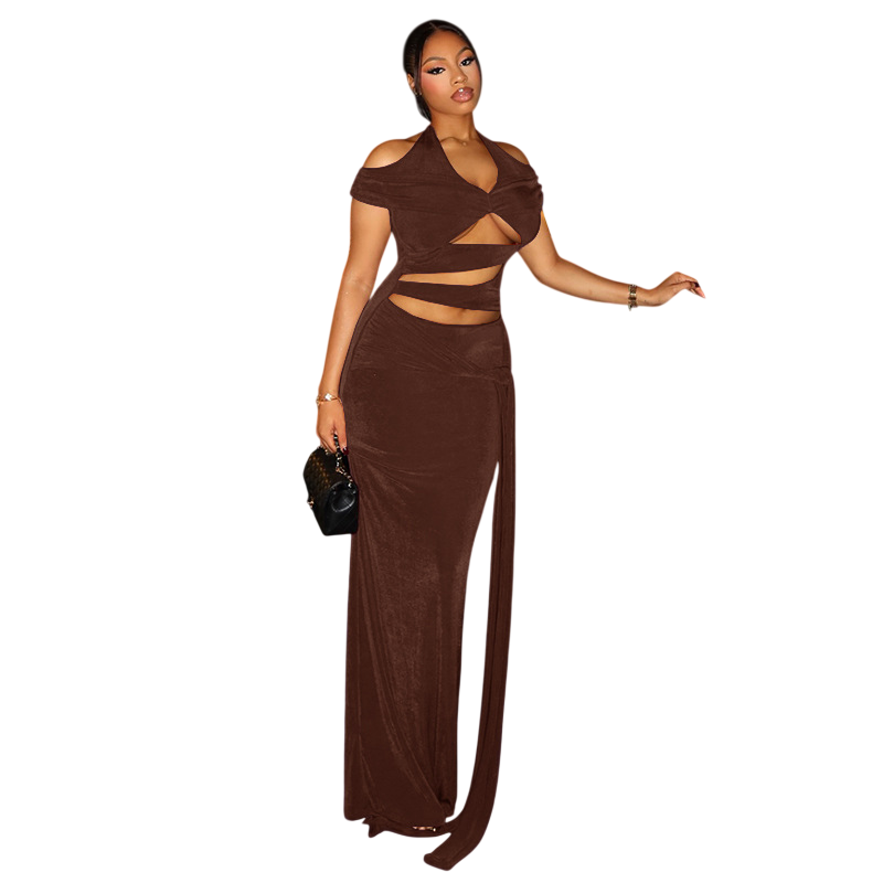 Women's Cutout Off Shoulder Maxi Dress