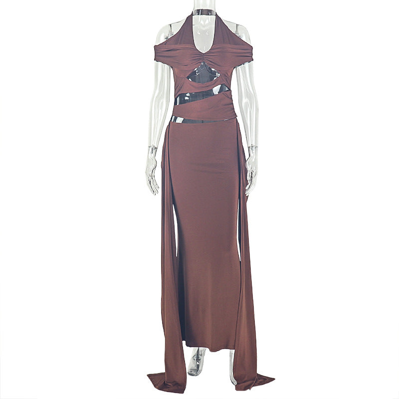 Women's Cutout Off Shoulder Maxi Dress