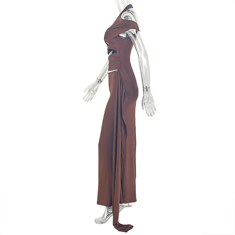 Women's Cutout Off Shoulder Maxi Dress