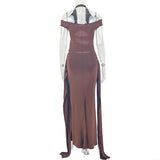 Women's Cutout Off Shoulder Maxi Dress