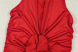 Women's Ruched Deep V Neck Maxi Dress