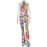 Women's Printed Halter Neck Wide Leg Jumpsuit