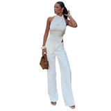 Women's Halter Neck Top and Wide Leg Pants Set
