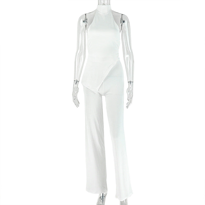 Women's Halter Neck Top and Wide Leg Pants Set