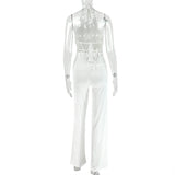 Women's Halter Neck Top and Wide Leg Pants Set