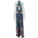 Women's Printed Halter Top and Pants Set