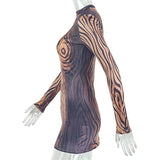 Women's Long Sleeve Zebra Print Mini Dress
