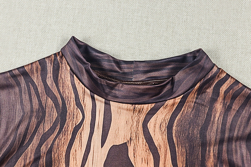 Women's Long Sleeve Zebra Print Mini Dress