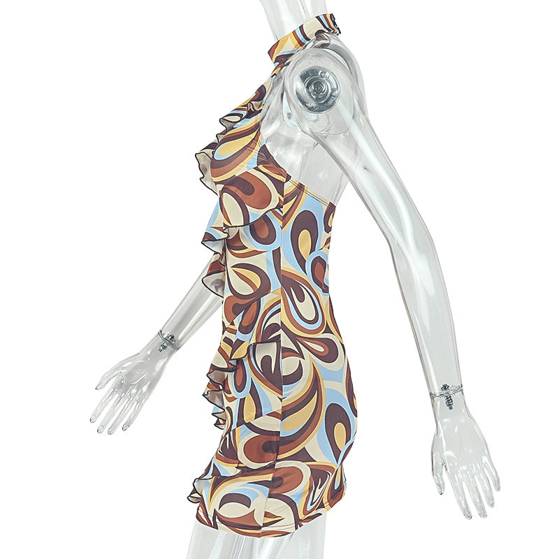 Women's Printed Halter Neck Mini Dress