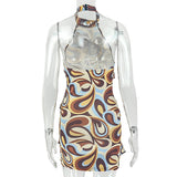 Women's Printed Halter Neck Mini Dress