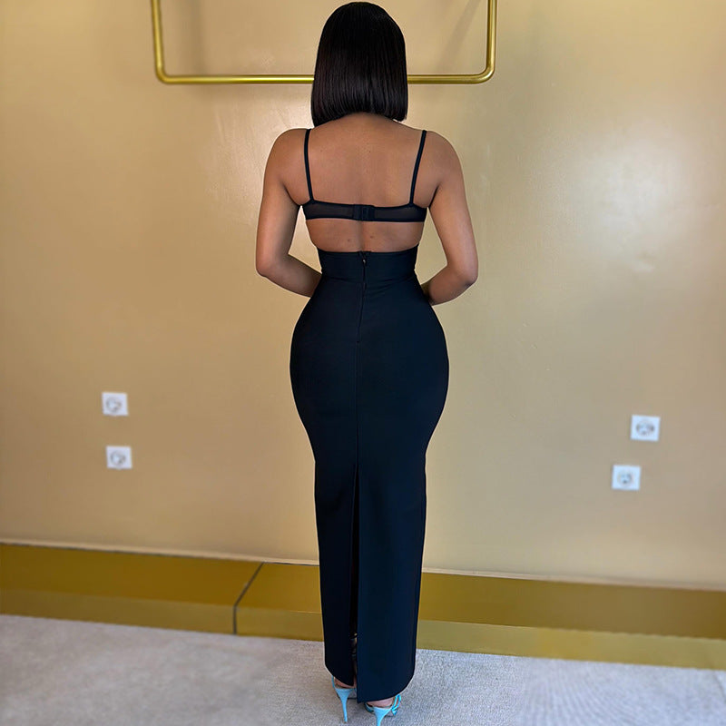 Women's Black Strappy Cutout Maxi Dress