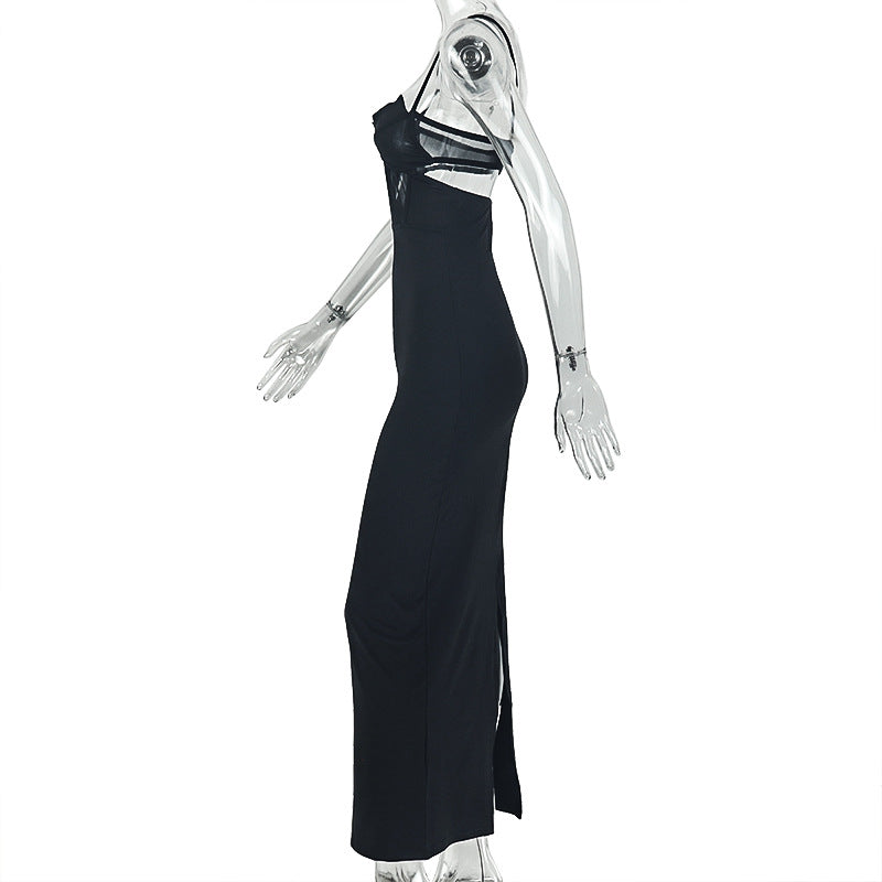 Women's Black Strappy Cutout Maxi Dress