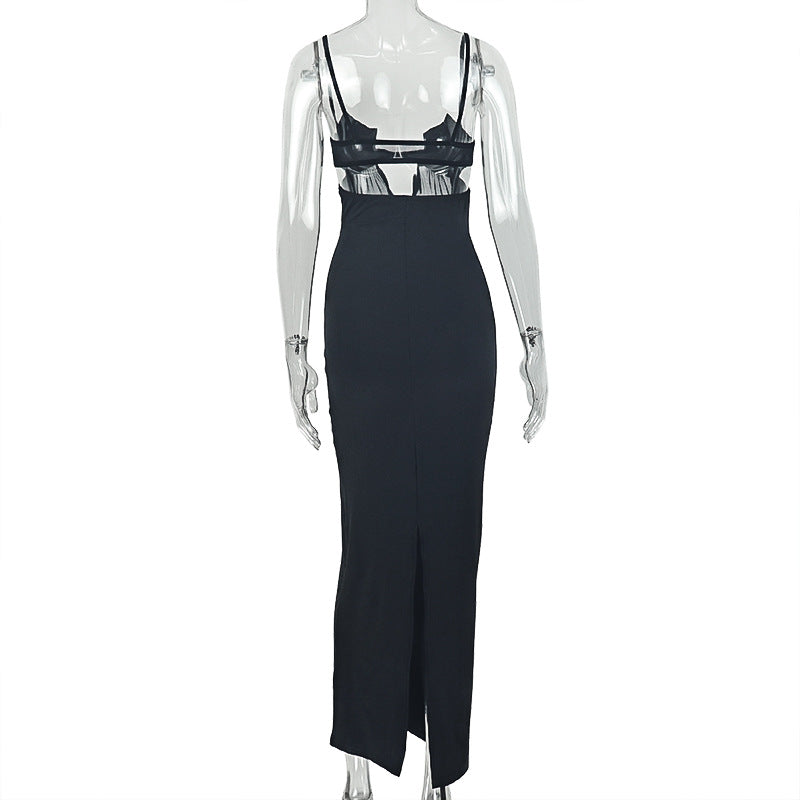 Women's Black Strappy Cutout Maxi Dress