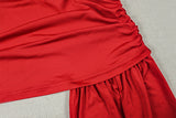 Women's Ruched Asymmetrical Maxi Dress