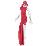 Women's Ruched Asymmetrical Maxi Dress
