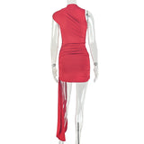 Women's Ruched Asymmetrical Maxi Dress