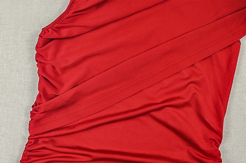 Women's Ruched Asymmetrical Maxi Dress