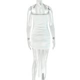 Women's Ruched Halter Mini Dress