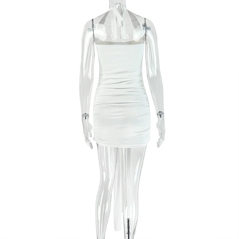 Women's Ruched Halter Mini Dress
