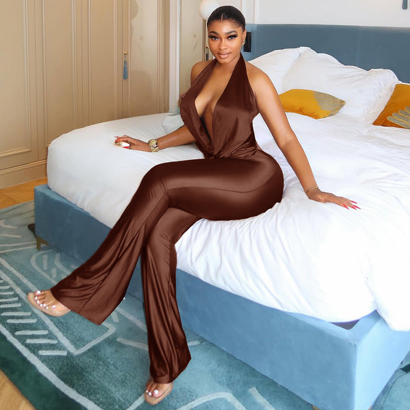 Women's Halter Neck Wide Leg Jumpsuit
