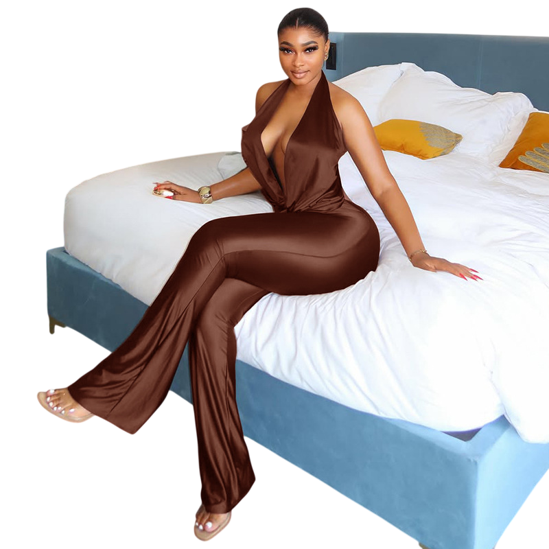 Women's Halter Neck Wide Leg Jumpsuit
