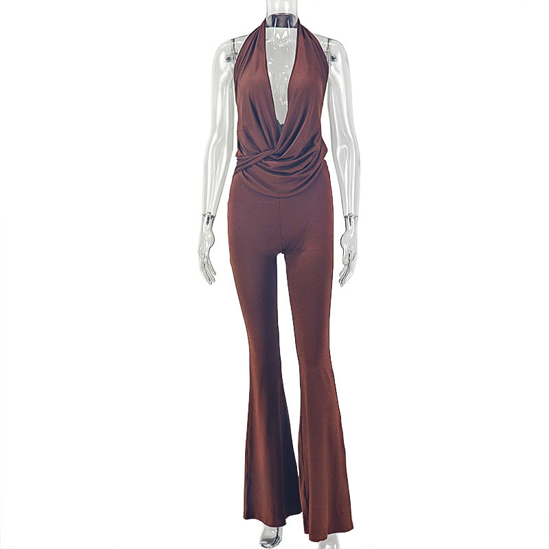 Women's Halter Neck Wide Leg Jumpsuit