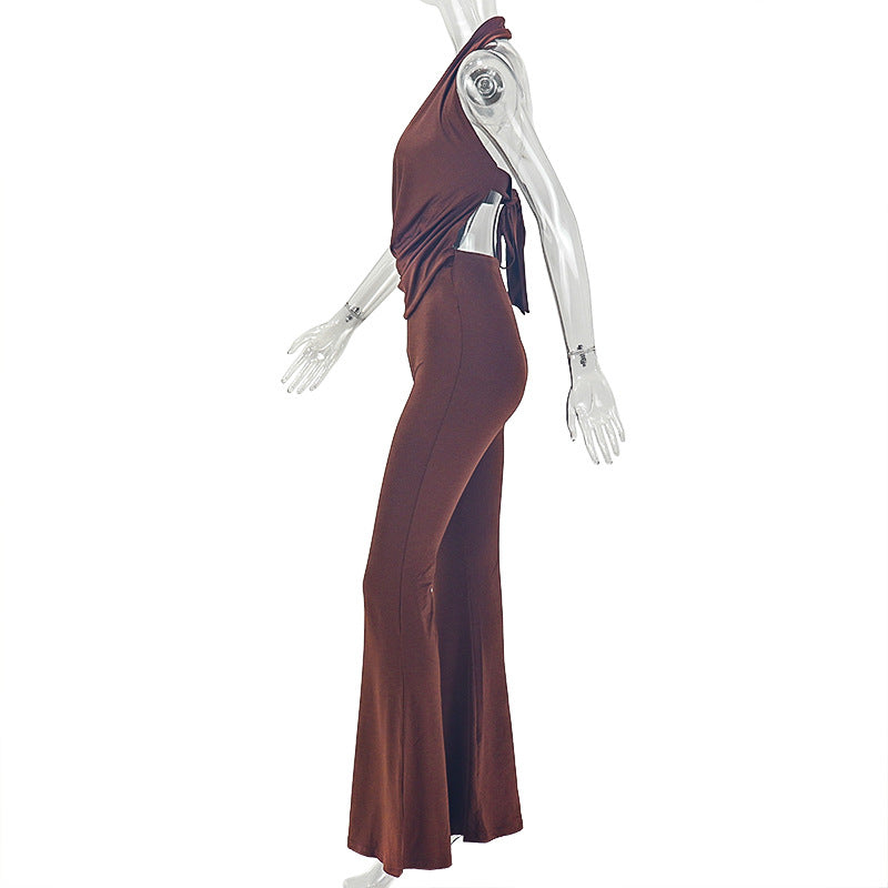 Women's Halter Neck Wide Leg Jumpsuit
