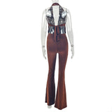 Women's Halter Neck Wide Leg Jumpsuit