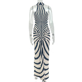 Women's Printed Halter Neck Maxi Dress