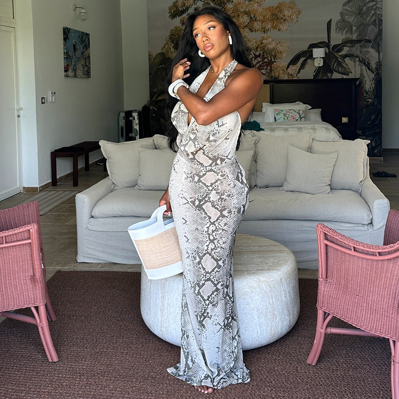 Women's Printed Bodycon Maxi Dress
