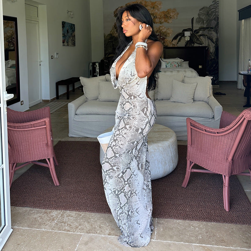 Women's Printed Bodycon Maxi Dress