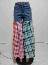Women's Patchwork Wide Leg Denim Pants