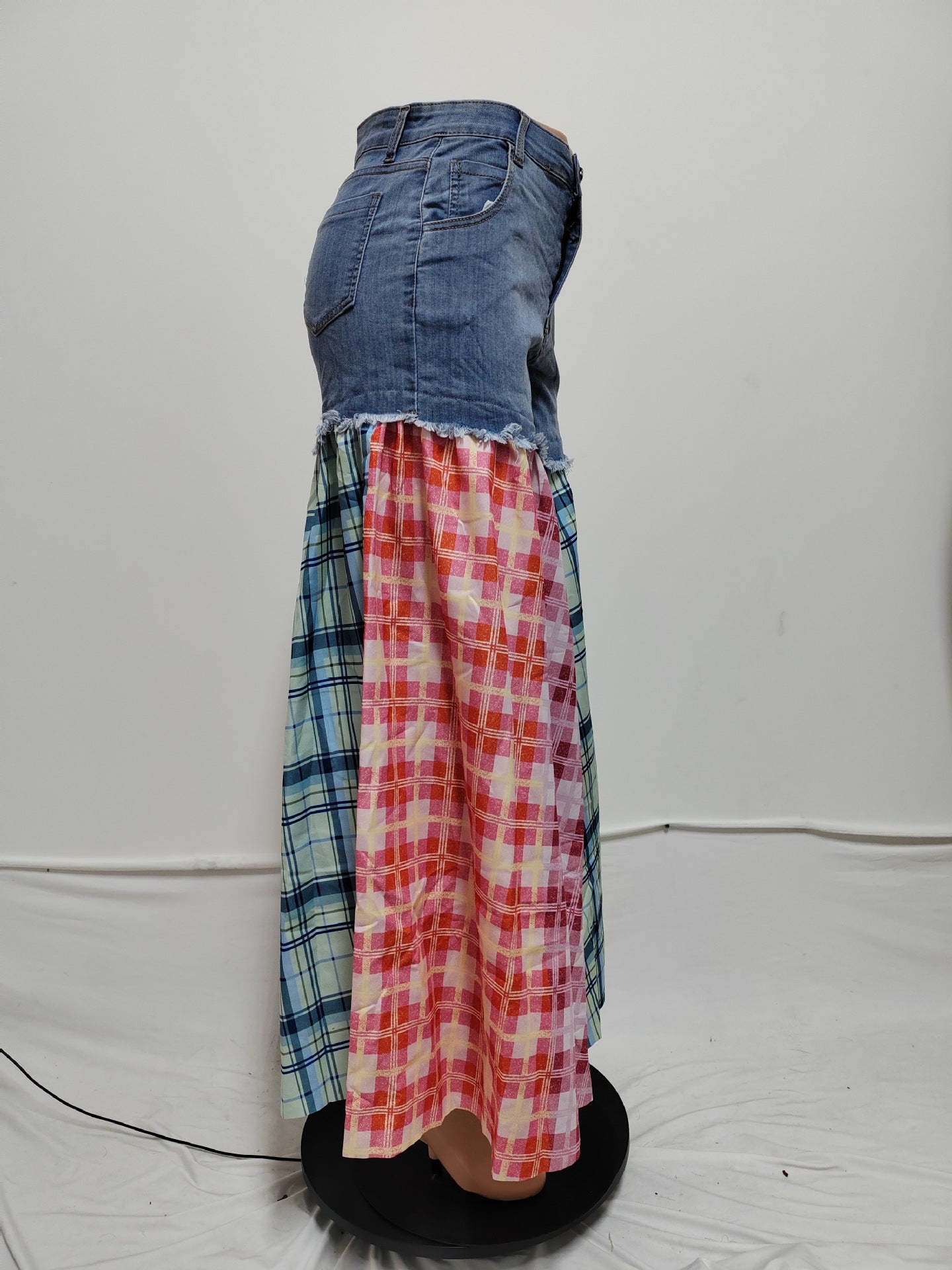 Women's Patchwork Wide Leg Denim Pants