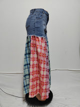 Women's Patchwork Wide Leg Denim Pants