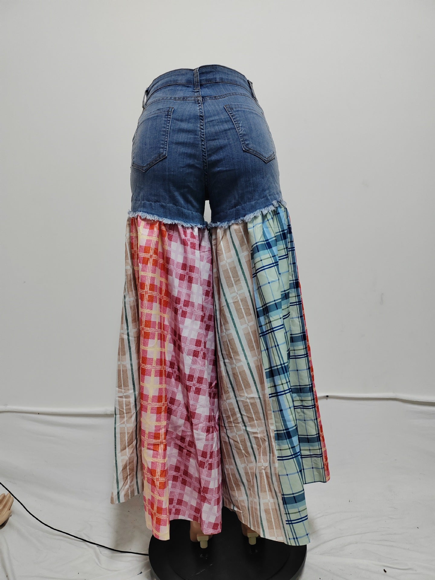 Women's Patchwork Wide Leg Denim Pants