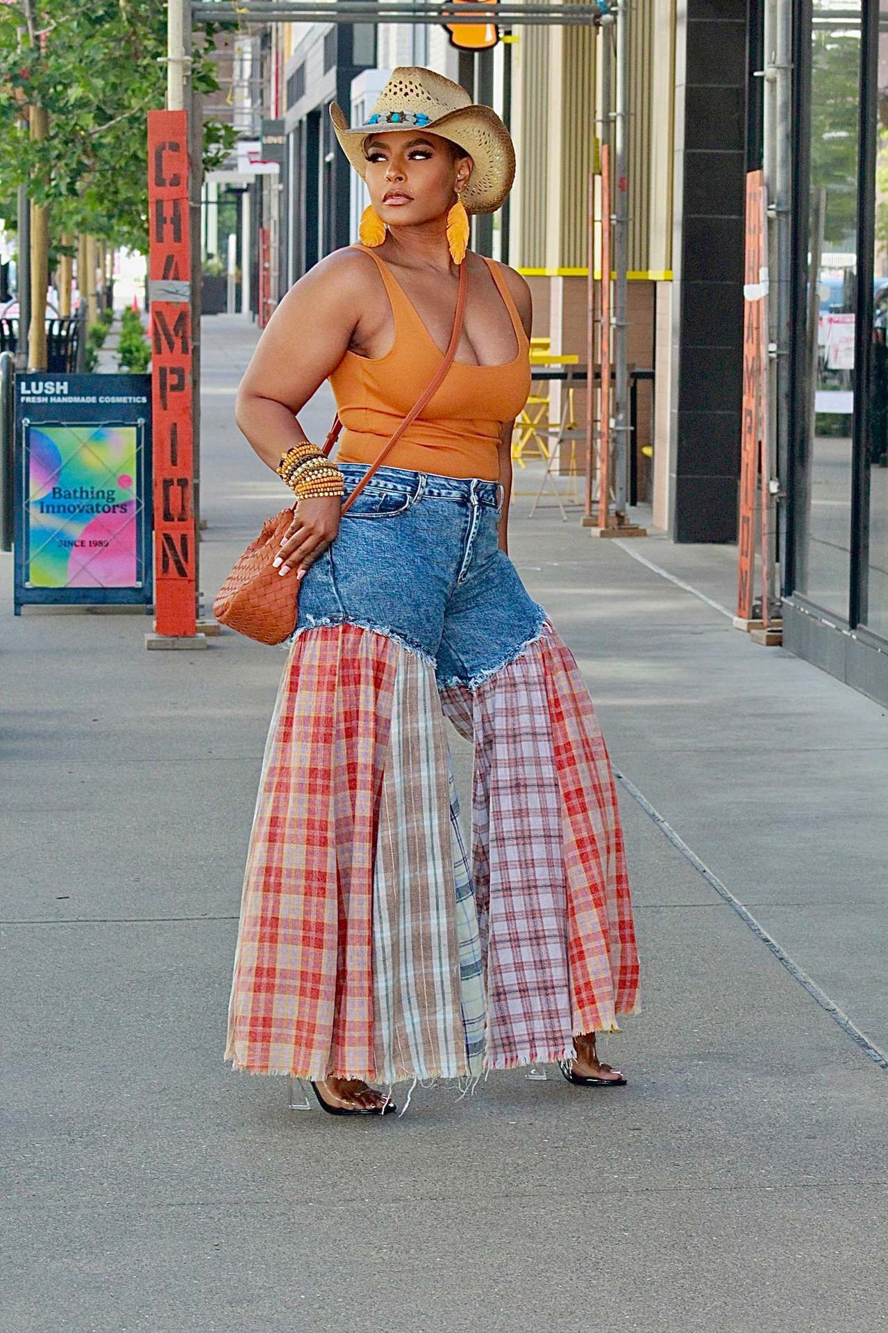Women's Patchwork Wide Leg Denim Pants