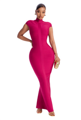 Women's Mock Neck Bodycon Maxi Dress
