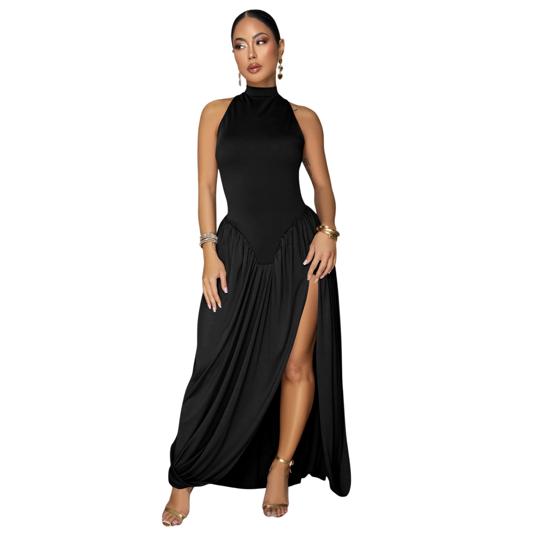 Women's High Neck Maxi Dress