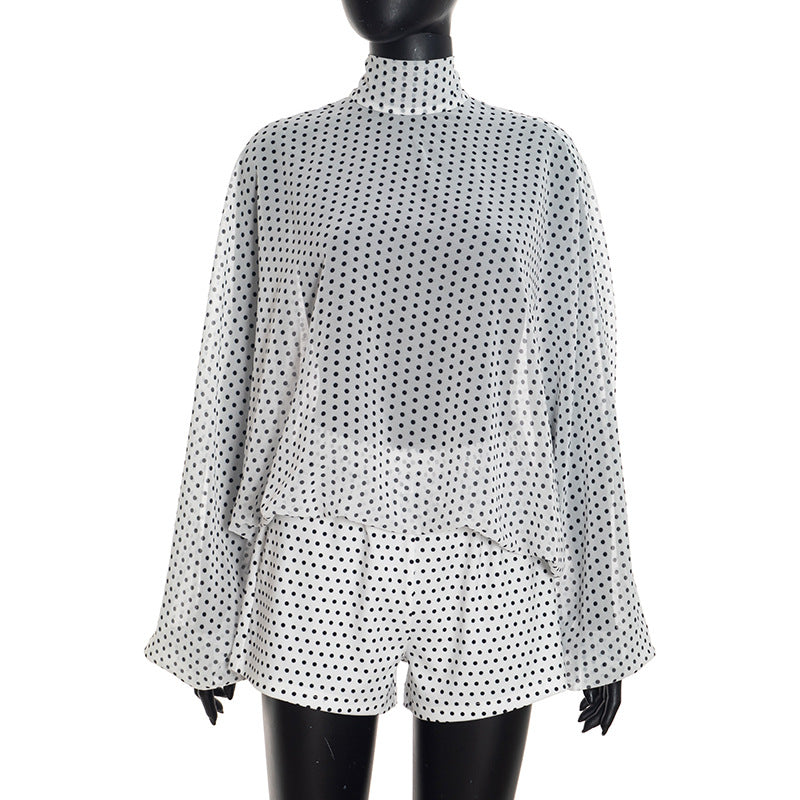Women's Polka Dot Blouse & Shorts Set