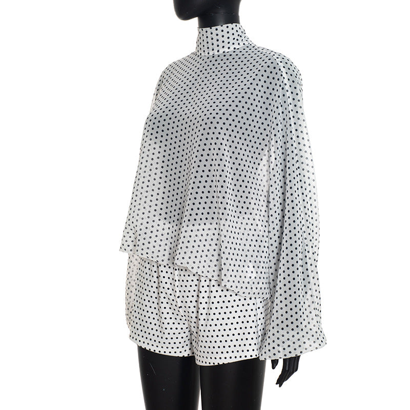 Women's Polka Dot Blouse & Shorts Set
