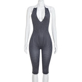Women's Striped Sleeveless Jumpsuit Romper