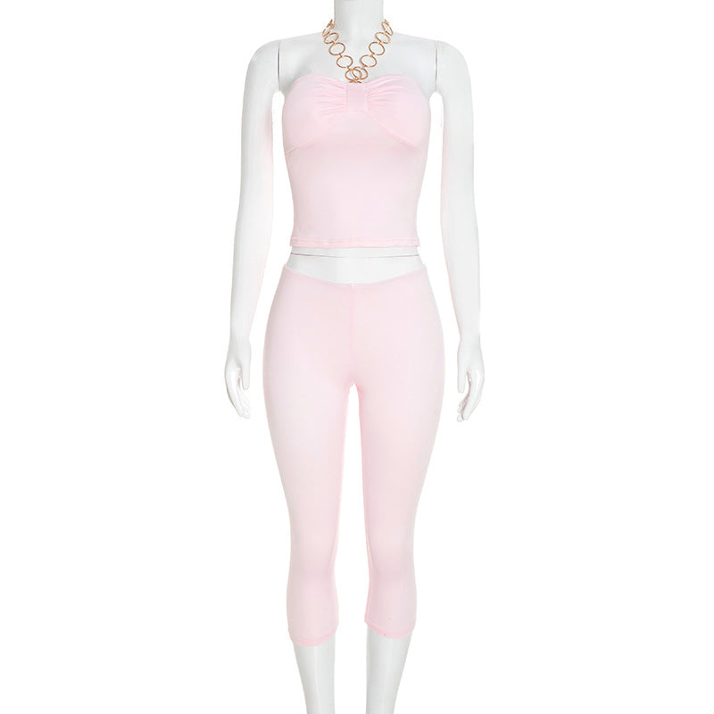 Women's Strapless Top & Capri Pants Set