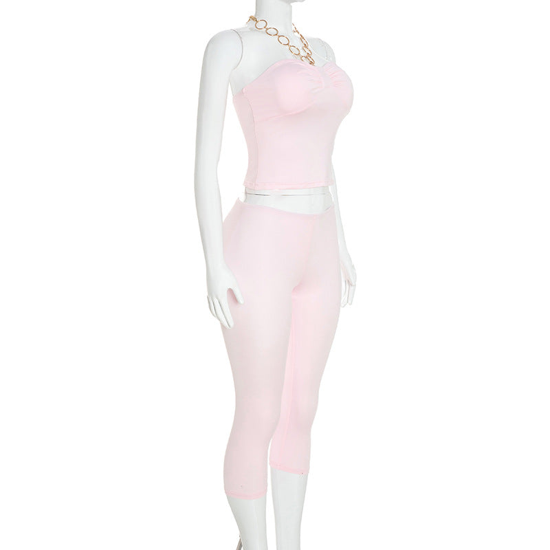 Women's Strapless Top & Capri Pants Set