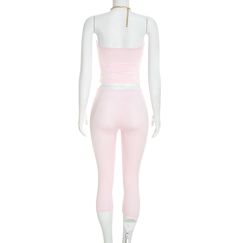 Women's Strapless Top & Capri Pants Set
