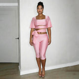Women's Crop Top & Capri Pants Set
