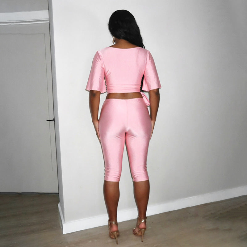 Women's Crop Top & Capri Pants Set