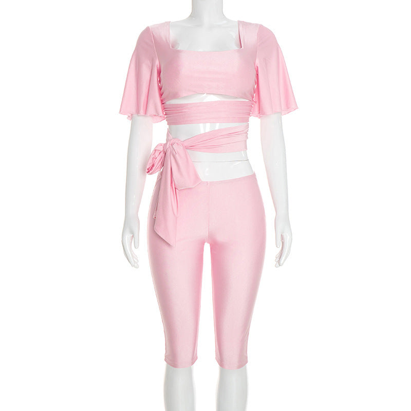 Women's Crop Top & Capri Pants Set