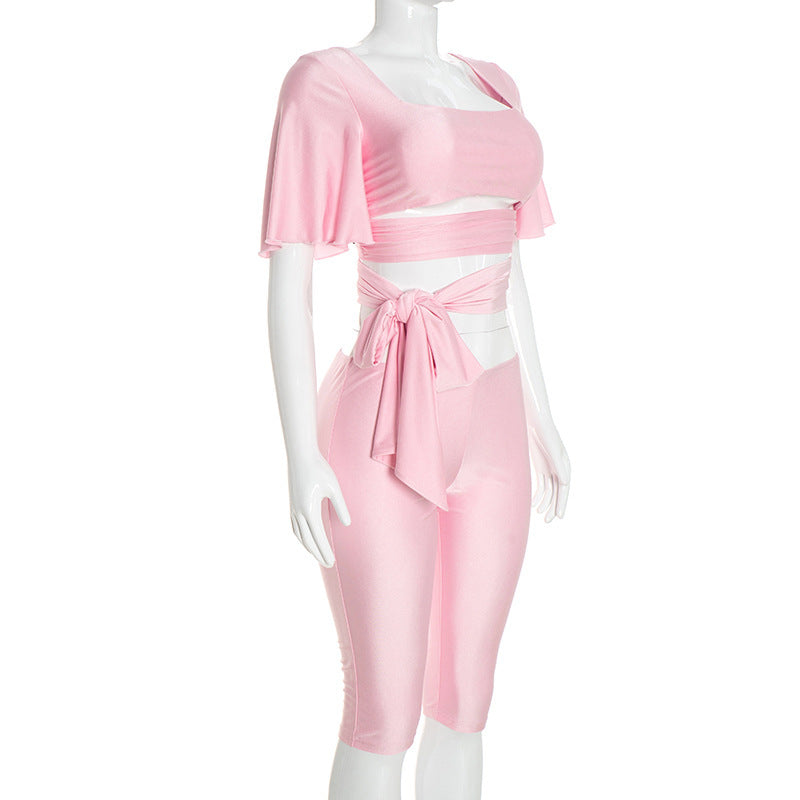 Women's Crop Top & Capri Pants Set