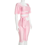 Women's Crop Top & Capri Pants Set