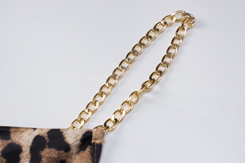 Women's Leopard Print Slit Maxi Dress